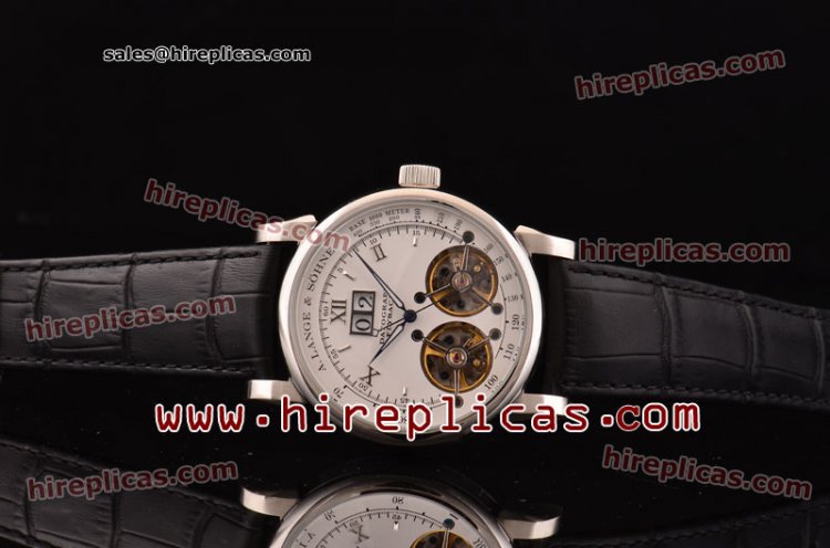 AAA A.Lange & Sohne Datograph AL121114C ST26 With Double Tourbillon Automatic Steel Case White Dial UK