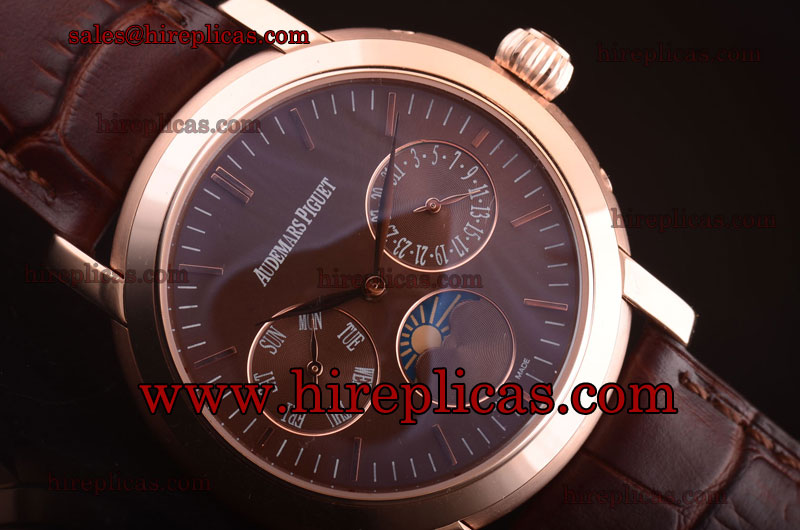 Fashion Audemars Piguet Jules Audemars Moon-phase Calendar 26385OR.OO.A088CR.01.BR Asia Automatic Rose Gold Brown Dial