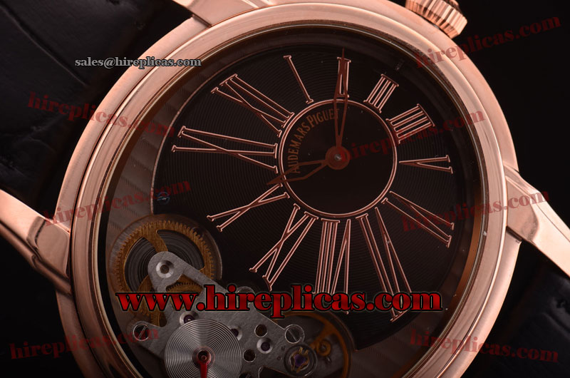 Replica Knockoffs Audemars Piguet Millenary Tourbillon 15350OR.OO.D093CR.01 Asia Automatic Rose Gold Black Dial
