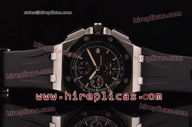 Duplicate Audemars Piguet Royal Oak Offshore 226400AU.OO.A002CA.01 Swiss Valjoux 7750-DD Run9@Sec Automatic Steel Case Black Dial White Subdials