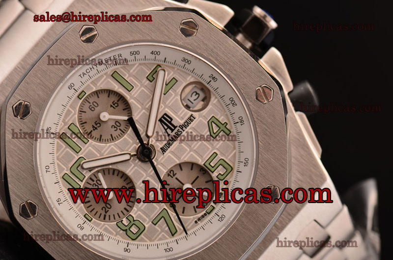 Classic Fake Audemars Piguet Royal Oak Offshore 25721ST.OO.1000ST.07.A Swiss Valjoux 7750-DD Run 9@Sec Steel White Dial