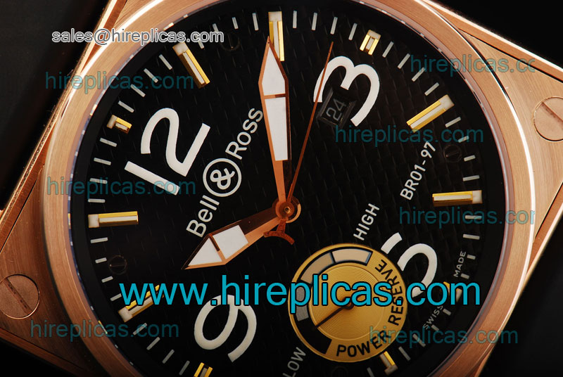 Graceful Bell&Ross BR 01-97 BR 01-97 ST25 With Power Reserve Rose Gold Black Dial