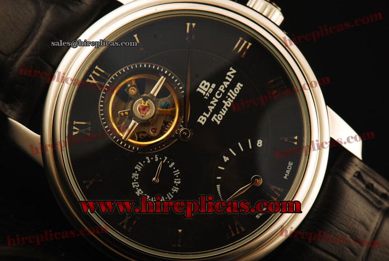 Best Blancpain Villeret Tourbillon 6025-3442-55B Automatic Steel Black Dial