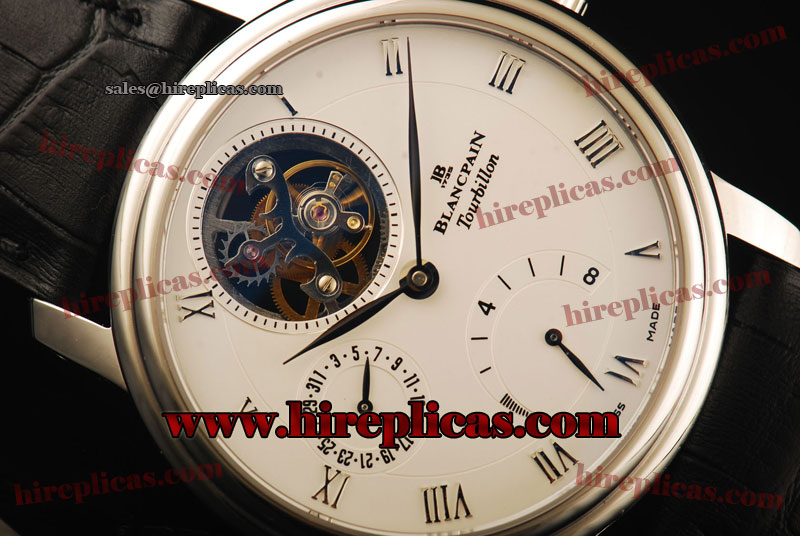 Best Luxury Blancpain Villeret Tourbillon 6025-3442-55B Swiss Tourbillon Manual Winding Steel White Dial