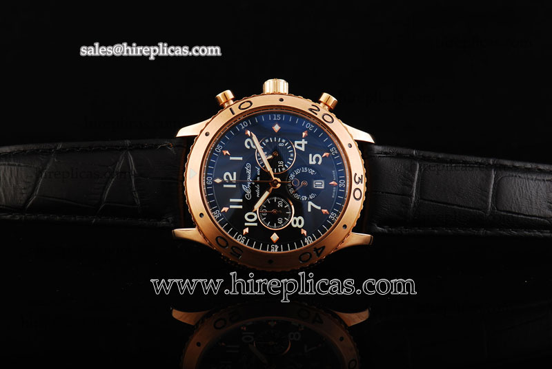 Exquisite Luxury Breguet Type XX 3810br/92/9zu Miyota Quartz Rose Gold Black Dial