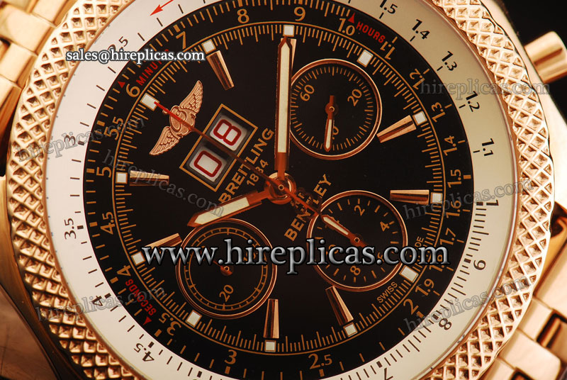 Hot Sell Breitling Bentley 6.75 R4436712-B958 Swiss Valjoux 7750 Automatic Rose Gold Black Dial