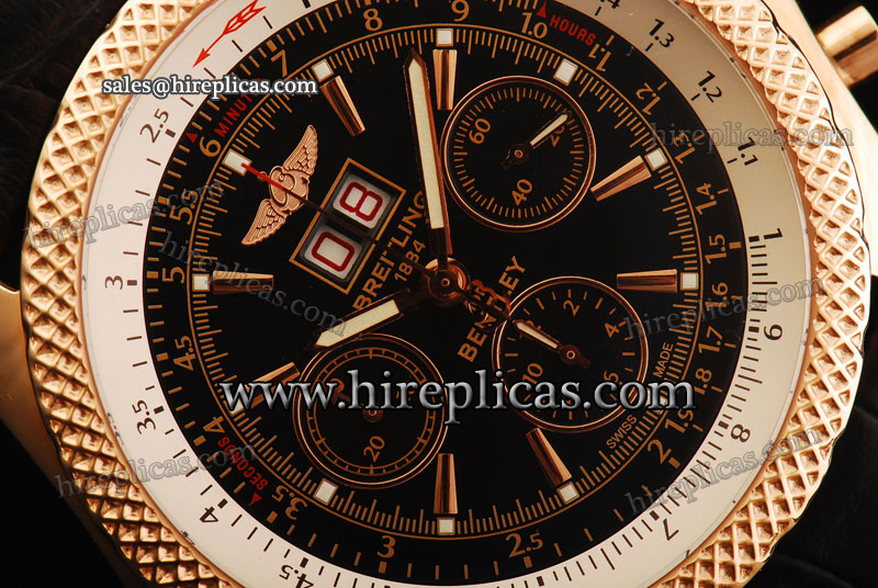 Hot Sell Breitling Bentley 6.75 R4436712 Swiss Valjoux 7750 Automatic Rose Gold Black Dial