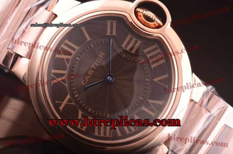 Fake Classic Pretty Cartier Ballon Bleu de Cartier Medium w69004z2.br Swiss Quartz Rose Gold Brown Dial