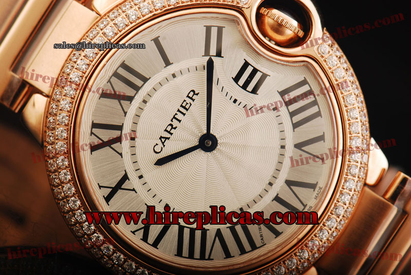 Best Luxury Cartier Ballon Bleu de Cartier Medium we9005z3 Swiss Quartz Rose Gold Silver Dial