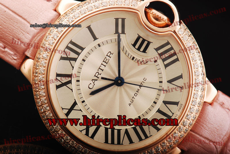 Best quality Modern Cartier Ballon Bleu de Cartier Medium we900551 1:1 Original Swiss ETA 2671 Rose Gold Silver Dial Pink Leather Strap