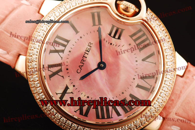 Classic Fake Classic Cartier Ballon Bleu de Cartier Medium we900551 Swiss ETA Quartz Rose Gold Pink MOP Dial