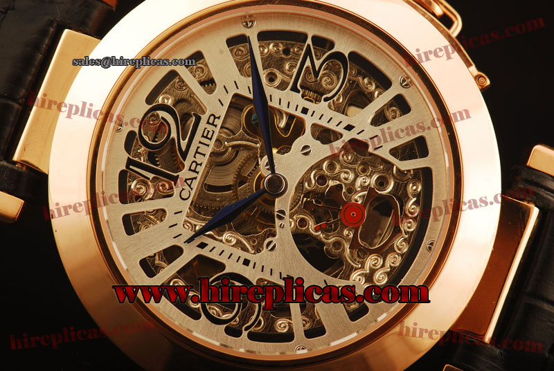 Imitation Cartier Pasha W120316P25 Automatic Rose Gold Skeleton Dial