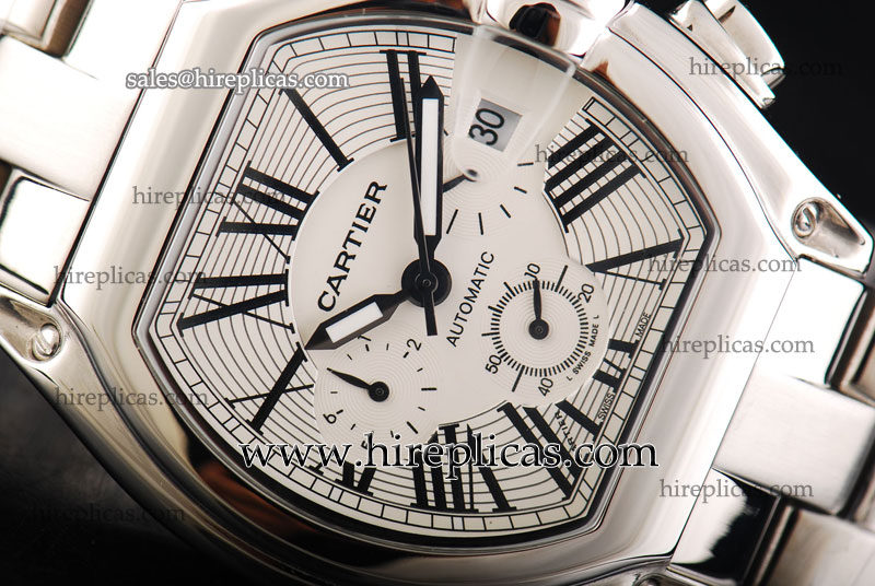 AAA Cartier Roadster Chrono W6206019 Automatic Steel White Dial