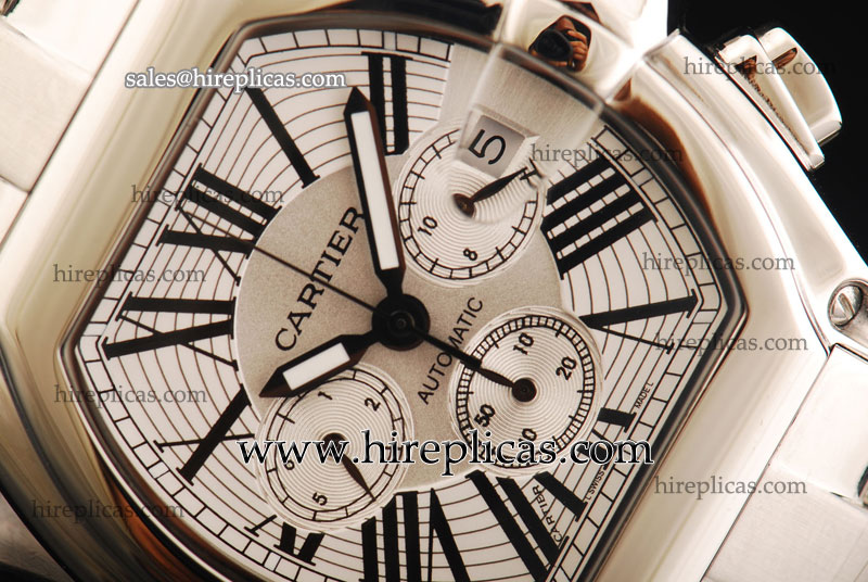 Fashion Wholesale Cartier Roadster Chrono W6206019 Automatic Steel White-Silver Dial
