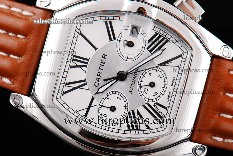 Imitation Cartier Roadster Chrono W6206019.LEBR Automatic Steel White Dial