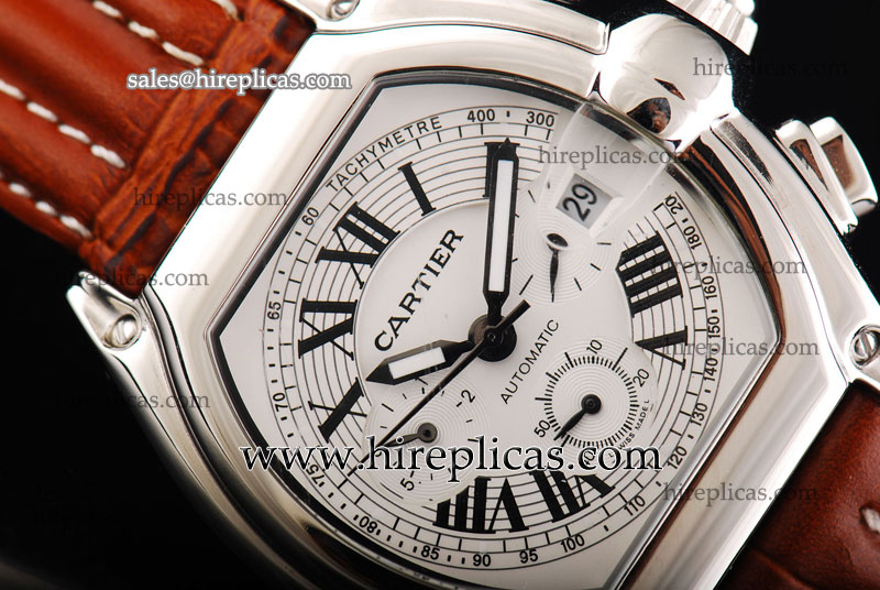 Top Quality Cartier Roadster Chrono W6206019.LEWT Automatic Steel White Dial