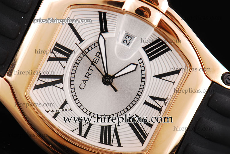 Inexpensive Classic Cartier Roadster W62018Y5 Automatic Rose Gold White-Silver Dial
