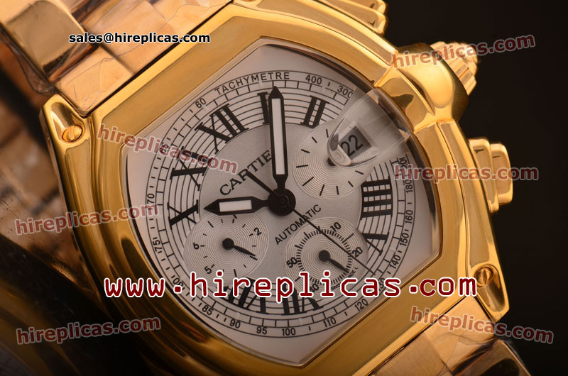 Glamorous Cartier Roadster w62021y2r Asia R10-MT Automatic Rose Gold White Dial