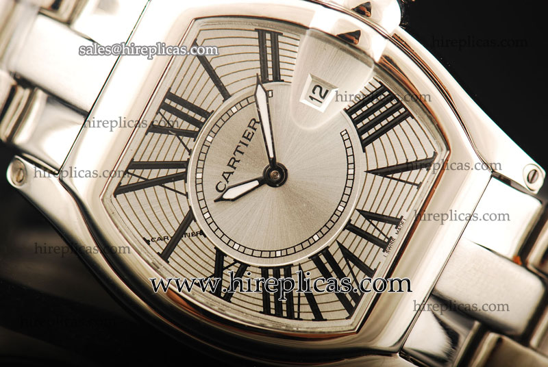 AAA Cartier Roadster W62016V3 Miyota Quartz Steel Silver Dial
