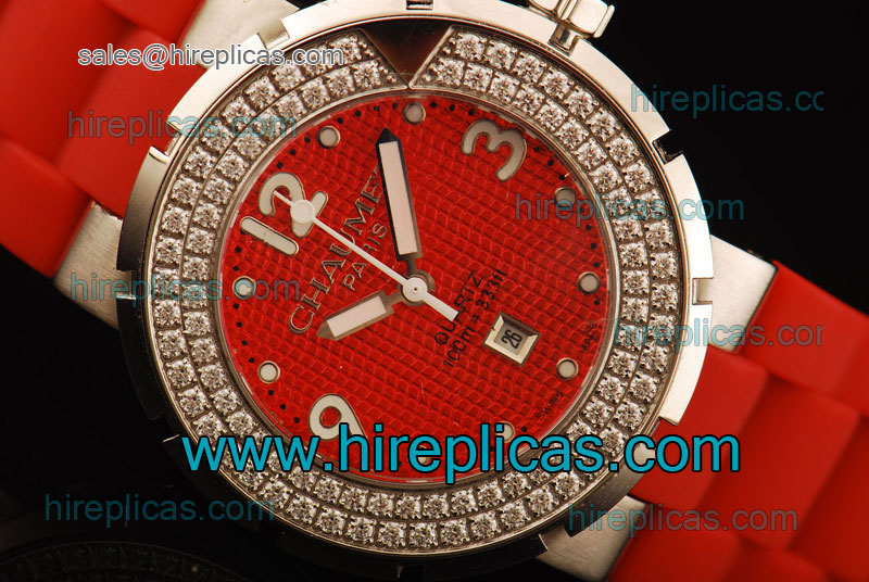 Fake Classic Chaumet Class One W1722P-33R Miyota Quartz Steel Red Dial Diamond Bezel