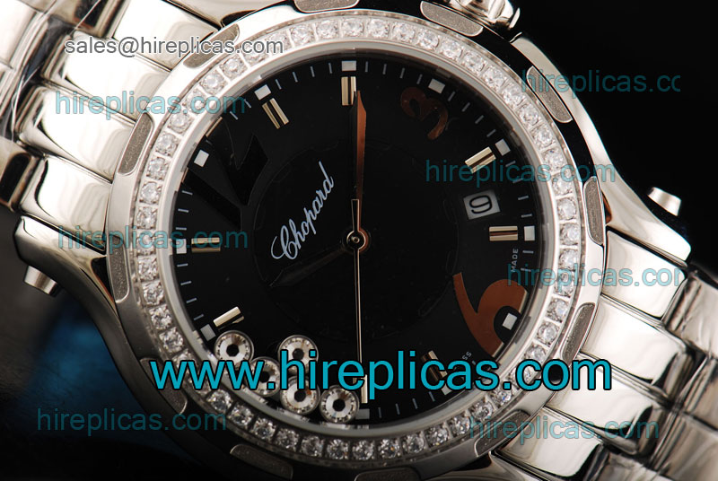 Fake Classic Chopard Happy Sport II 288507-9012 Miyota Quartz Steel Black Dial