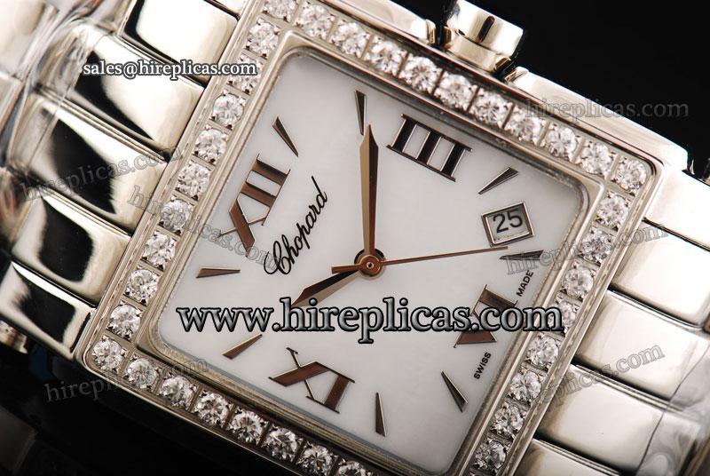 Glamorous Chopard Happy Sport II Square 278505 Miyota Quartz Steel White Dial Roman Arrow Markers