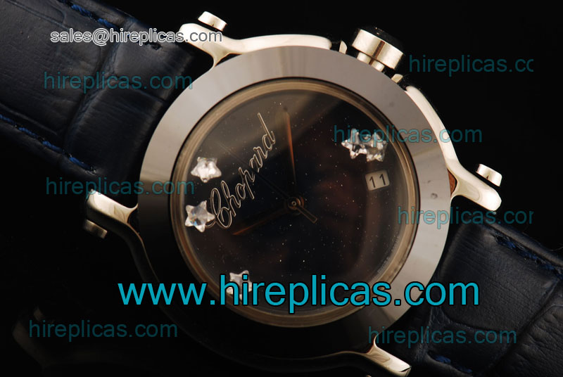 Luxury discount Chopard Happy Sport II Star Diamonds 278475-3020 Miyota Quartz Steel Black Dial Ceramic Bezel