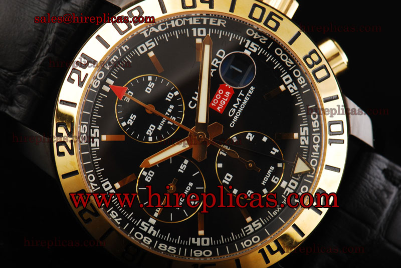 Designer Chopard Mille Miglia GMT Chronograph 168992-3023 Swiss Valjoux 7750 Automatic PVD Black Dial Rose Gold Bezel