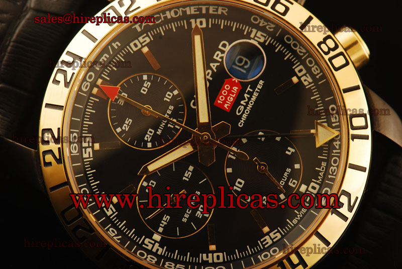 Inexpensive Classic Chopard Mille Miglia GMT Chronograph 168992-3023 Swiss Valjoux 7750 Automatic PVD Black Dial Yellow Gold Bezel