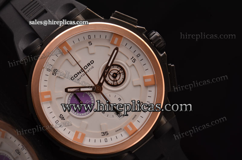 AAA Concord C2 320138C Miyota OS20 With Date Quartz PVD Case White Dial Rose Gold Bezel