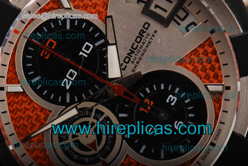 Exquisite Concord C1 Chronograph Model0320007 Swiss Valjoux 7750 Automatic Steel Orange Dial