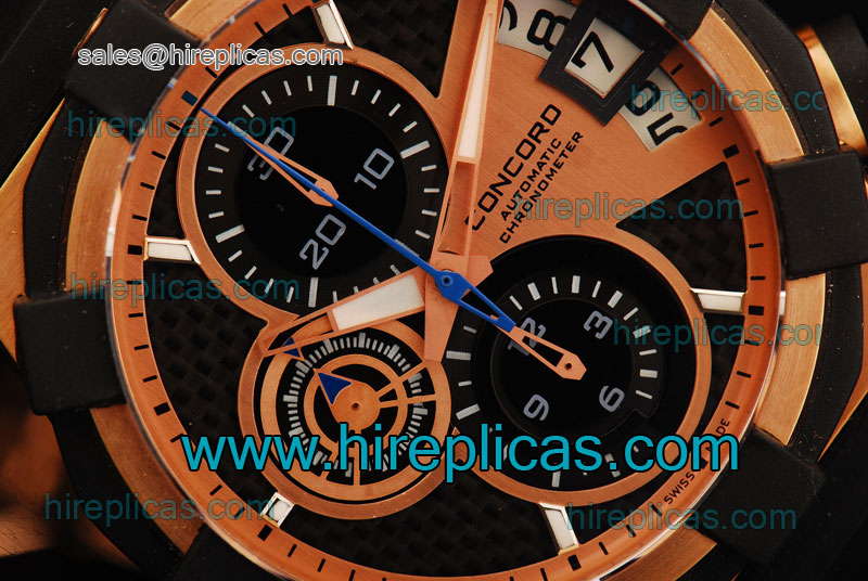 Fashion Concord C1 Chronograph Model0320012 Swiss Valjoux 7750 Automatic Rose Gold Black Carbon Fiber Dial