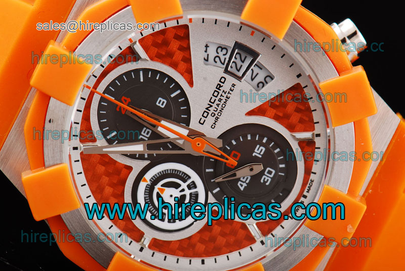 High quality Concord C1 Chronograph Model0320074 Miyota Quartz Steel Orange Dial Orange Bezel