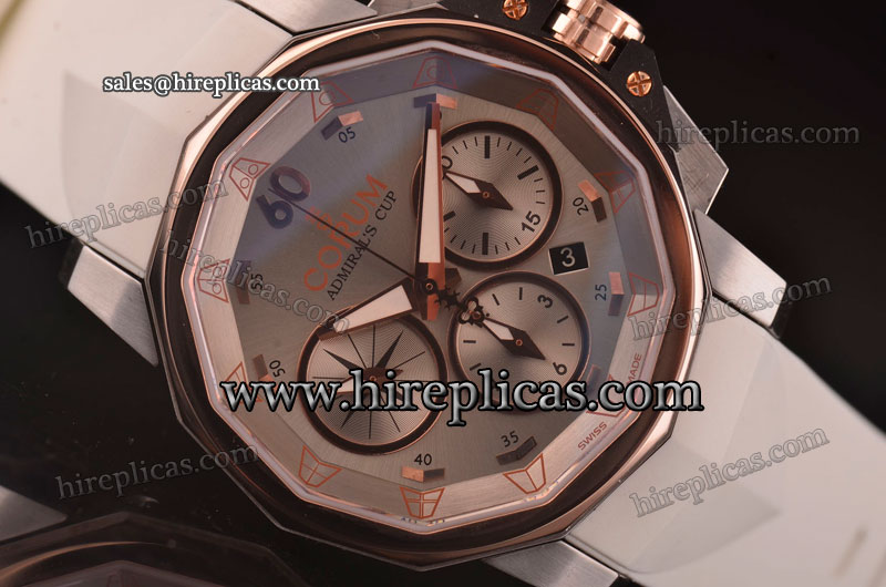 Buy Cheap Corum Admirals Cup Challenge Chronograph 753.691.83/F371 AK12 Swiss Valjoux 7750 Automatic Steel Sliver Dial