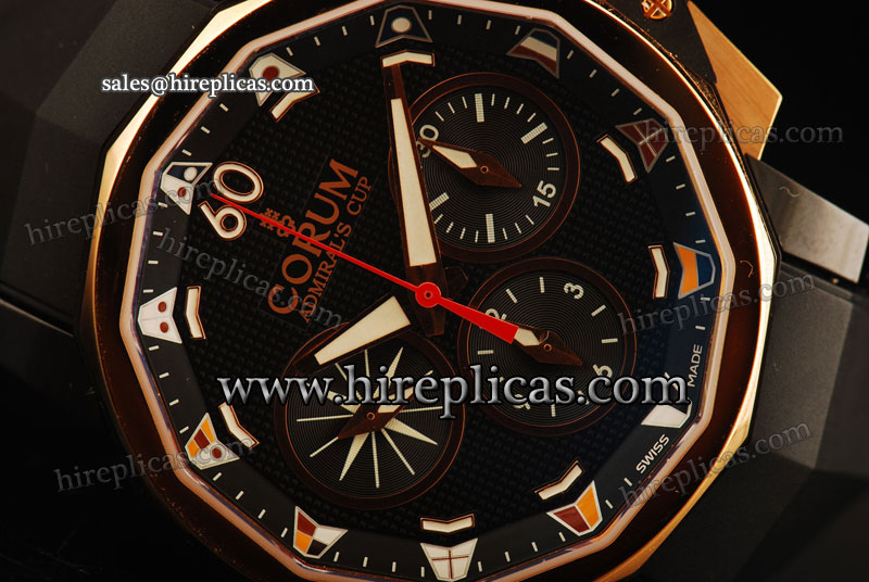 Best quality Corum Challenger 753.691.93/F371 AN32 Swiss Valjoux 7750 Automatic PVD Black Dial Rose Gold Bezel