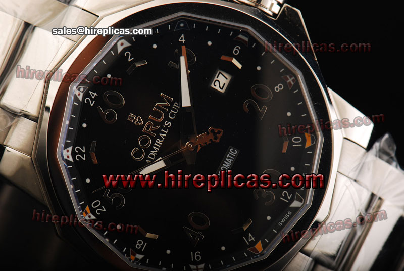 Best Graceful Corum Challenger GMT 383.330.20/V701 AN12 Swiss ETA 2824 Automatic Steel Black Dial