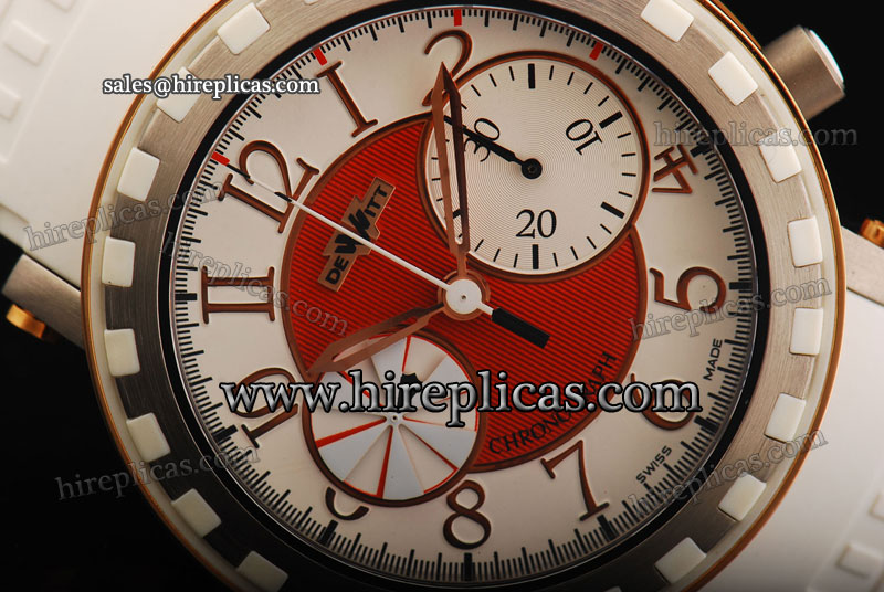 Best Modern Dewitt Academia AC.6005.28B.M500 Swiss Valjoux 7750 Automatic Rose Gold White/Red Dial