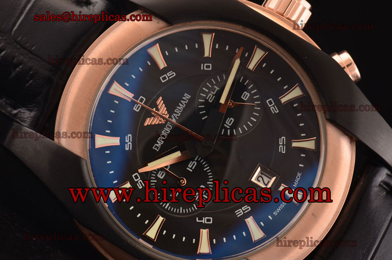 Cheapest Replica Emporio Armani Meccanico AR1400A1 Miyota OS20 Quartz Rose Gold Black Dial