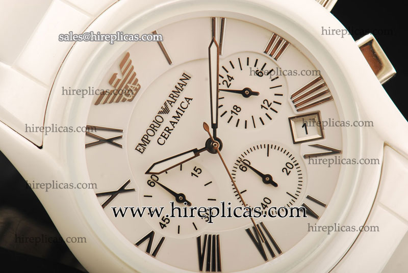 Graceful Emporio Armani Womens AR1404 Swiss Quartz Full Ceramic White Dial