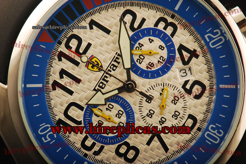 Luxury knockoff Ferrari FER00028 Miyota Quartz Steel White Dial Blue Subdial