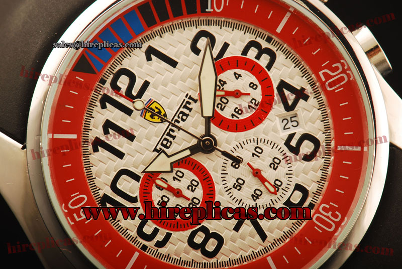 Luxury discount Ferrari FER00028 Miyota Quartz Steel White Dial Red Subdial