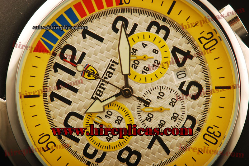 Fashion Hot Ferrari FER00028 Miyota Quartz Steel White Dial Yellow Subdial