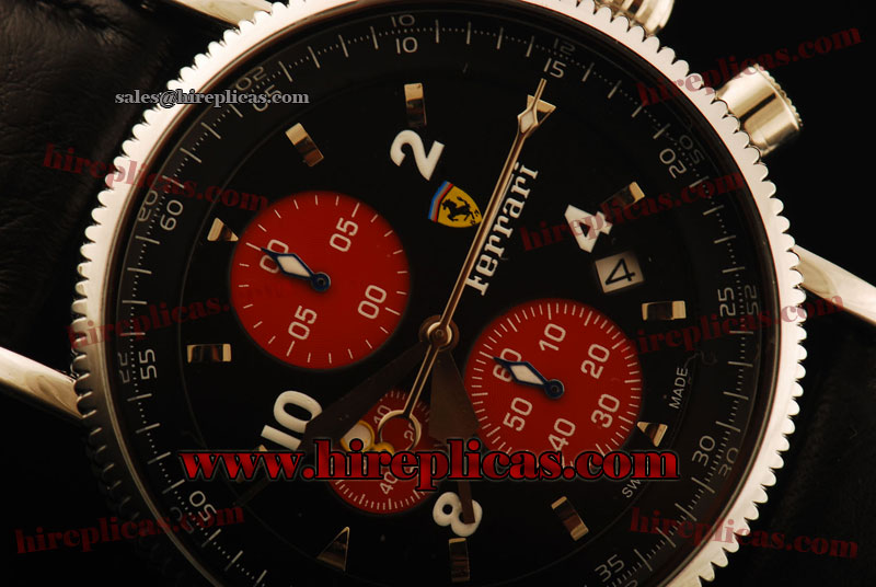 Sophisticated Ferrari FER00024 Miyota Quartz Steel Black Dial Three Red Subdials