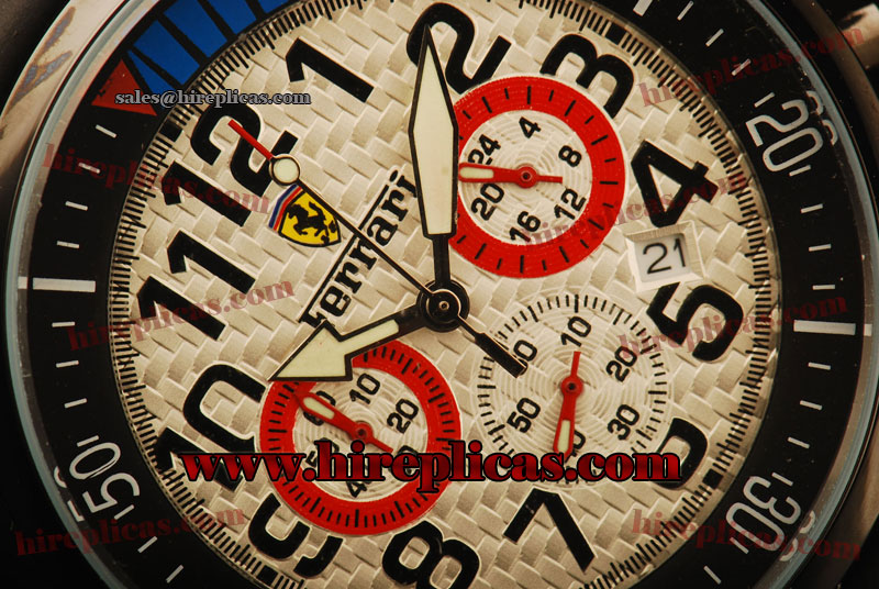 Exquisite Ferrari FER00028 Miyota Quartz PVD White Dial Red Subdial