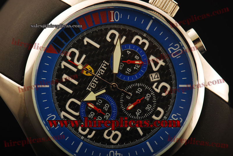 Fashion Hot Ferrari FER00030 Miyota Quartz Steel Black Dial Blue Inner Bezel