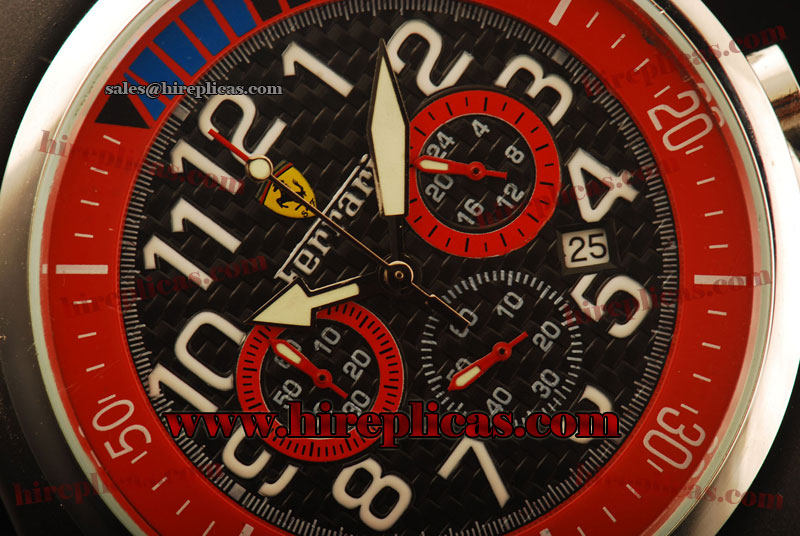 Fashion Hot Ferrari FER00030 Miyota Quartz Steel Black Dial Red Inner Bezel
