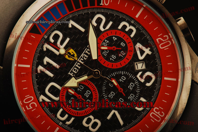 Classic Fake Ferrari FER00030 Miyota Quartz PVD Black Dial Red Inner Bezel