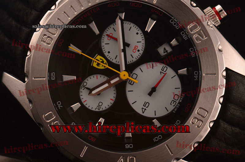 Best Luxury Ferrari FER00034 Miyota Quartz Steel Black Dial Three White Subdials