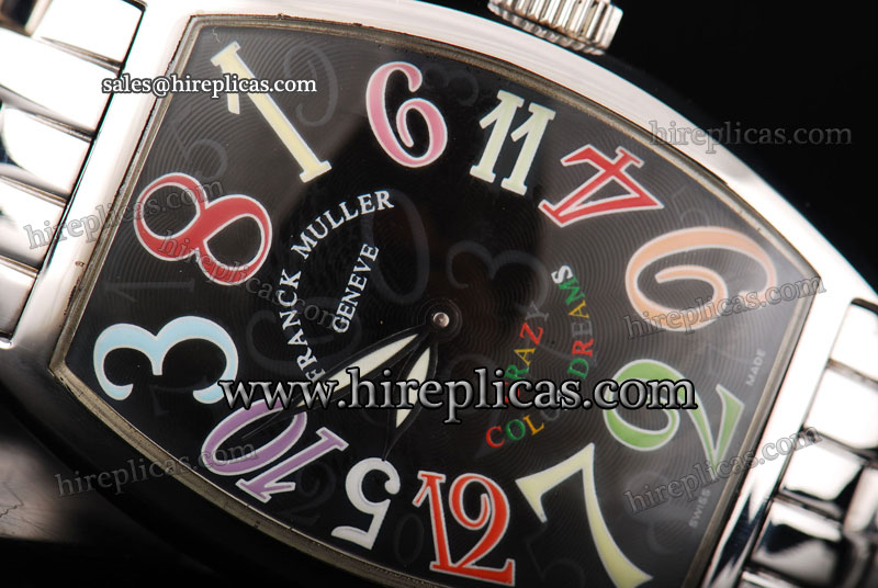 AAA Franck Muller Cintree Curvex Crazy Hours 7851 CH COL DRM O Automatic Steel Black Dial