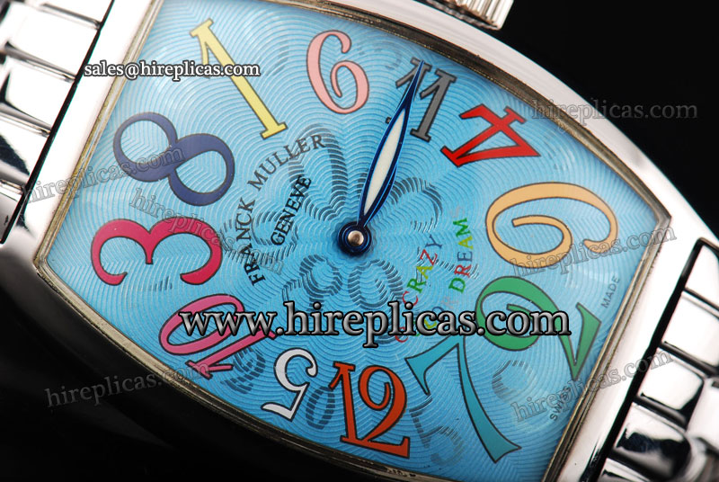 AAA Franck Muller Cintree Curvex Crazy Hours 7851 CH COL DRM O Automatic Steel Blue Dial